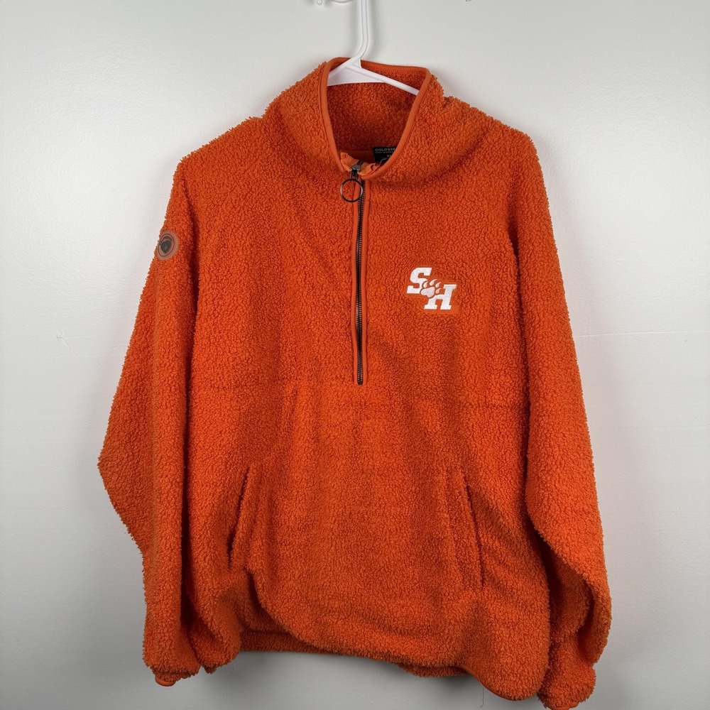Colosseum Pullover Womens XL Orange Sherpa Fleece Quarter Zip SH Bearcats Cozy